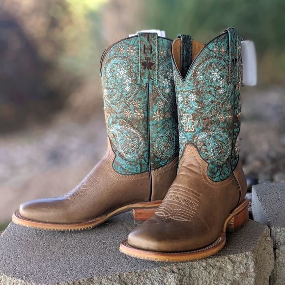 TIN HAUL Ban-Dan-Uh Paisley cowgirl western boots square toe brand NEW NWT - Picture 2 of 6